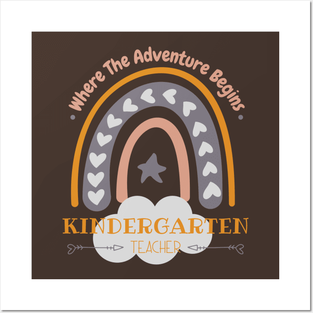 Pastel Rainbow on the cloud Kindergarten Where The Adventure Begins Wall Art by GROOVYUnit